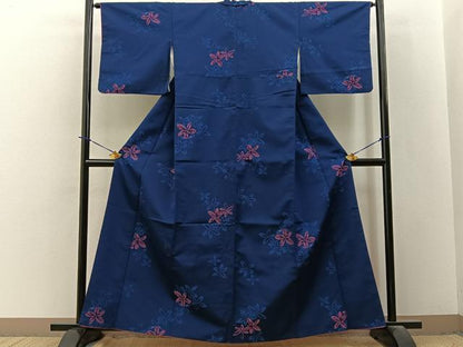 平和屋着物■上質なお召　舞花文　正絹　逸品　BAAY3818hj