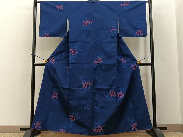 平和屋着物■上質なお召　舞花文　正絹　逸品　BAAY3818hj