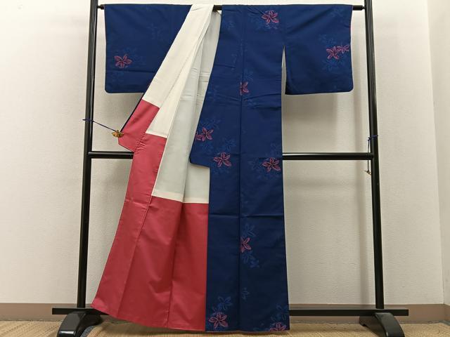平和屋着物■上質なお召　舞花文　正絹　逸品　BAAY3818hj