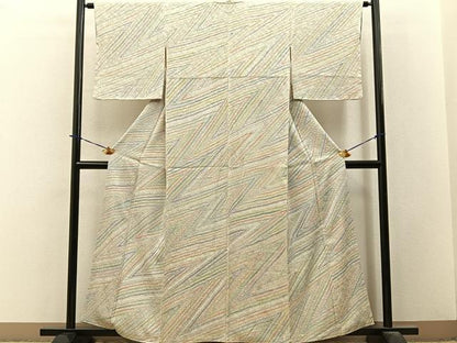 平和屋着物■上質な小紋　絞り　幾何学文様　松坂屋扱い　正絹　逸品　BAAY3821hj