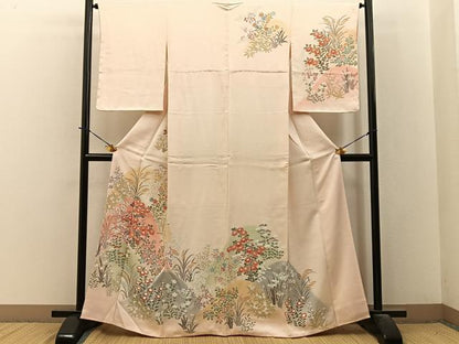 平和屋着物●訪問着　刺繍　重ね山秋草文　松坂屋扱い　正絹　逸品　未使用　BAAY3822hj