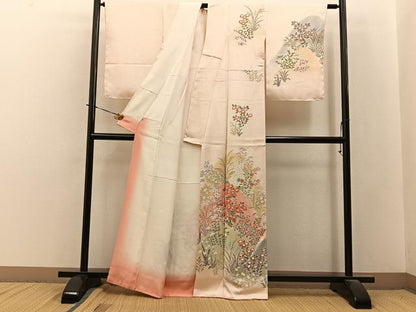 平和屋着物●訪問着　刺繍　重ね山秋草文　松坂屋扱い　正絹　逸品　未使用　BAAY3822hj