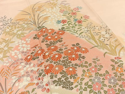 平和屋着物●訪問着　刺繍　重ね山秋草文　松坂屋扱い　正絹　逸品　未使用　BAAY3822hj