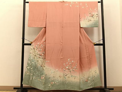 平和屋着物■訪問着　流水枝花文　暈し染め　正絹　逸品　BAAY3823hj