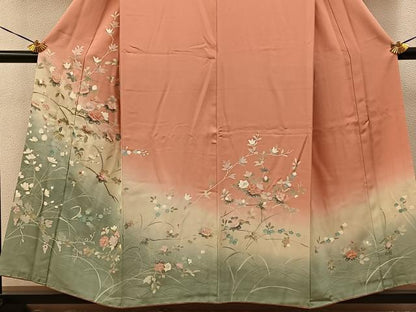 平和屋着物■訪問着　流水枝花文　暈し染め　正絹　逸品　BAAY3823hj