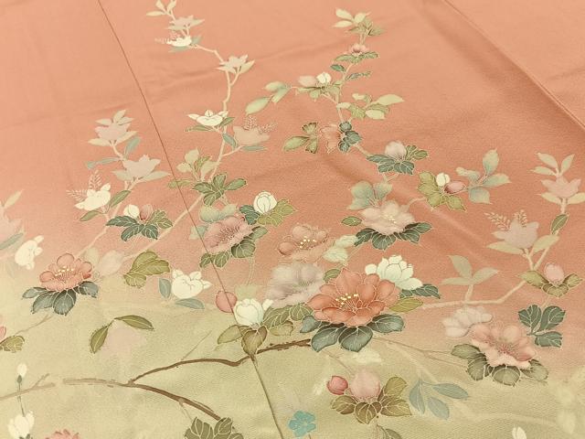 平和屋着物■訪問着　流水枝花文　暈し染め　正絹　逸品　BAAY3823hj