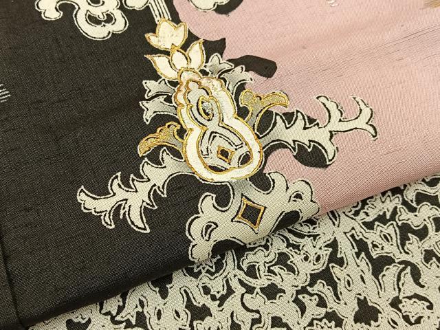 平和屋着物●五月みどりプロデュース　訪問着　結城紬　飾花文　金銀彩　正絹　逸品　BAAY3828hj