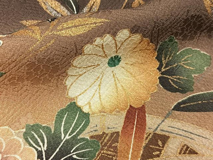 平和屋着物●訪問着　流水草花文　暈し染め　金銀彩　正絹　逸品　BAAY3829hj