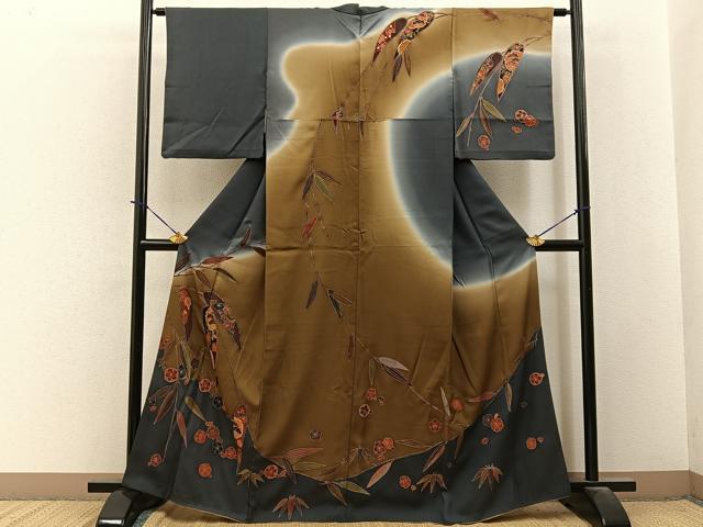 平和屋着物●訪問着　作家物　松竹梅　雪輪花文　暈し染め　金彩　正絹　逸品　BAAY3830hj
