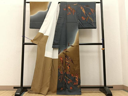 平和屋着物●訪問着　作家物　松竹梅　雪輪花文　暈し染め　金彩　正絹　逸品　BAAY3830hj