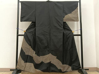平和屋着物●本場縞大島紬　訪問着　吉祥文　正絹　逸品　BAAY3832hj