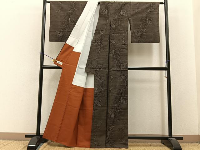 平和屋着物■本場大島紬　花唐草文　やまと誂製　正絹　逸品　BAAY3834hj