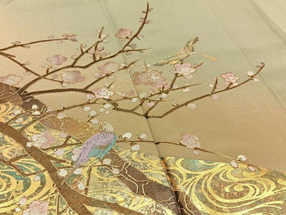 平和屋着物■豪華色留袖　流水花鳥文　暈し染め　金銀彩　正絹　逸品　BAAY3835hj