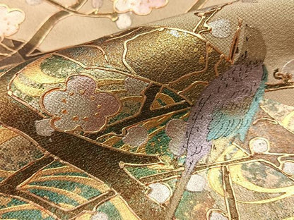 平和屋着物■豪華色留袖　流水花鳥文　暈し染め　金銀彩　正絹　逸品　BAAY3835hj