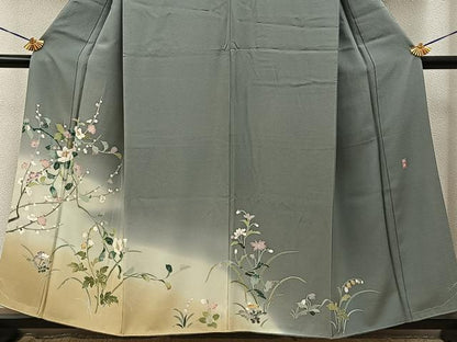 平和屋着物●訪問着　友禅　作家物　草花文　暈し染め　正絹　逸品　BAAY3849hj