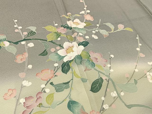 平和屋着物●訪問着　友禅　作家物　草花文　暈し染め　正絹　逸品　BAAY3849hj