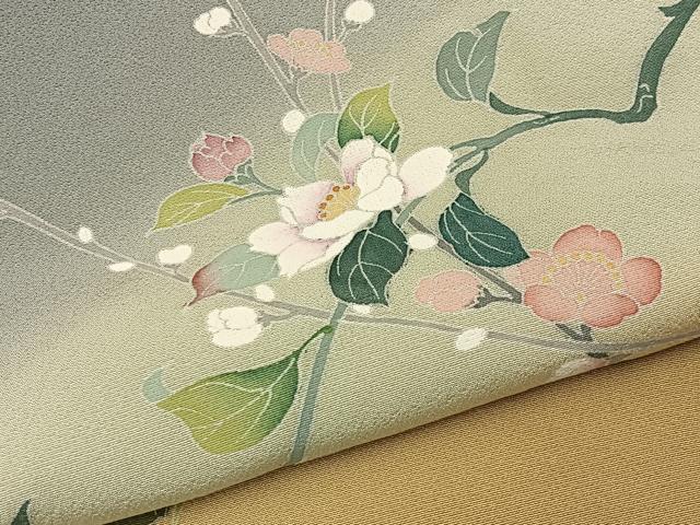 平和屋着物●訪問着　友禅　作家物　草花文　暈し染め　正絹　逸品　BAAY3849hj