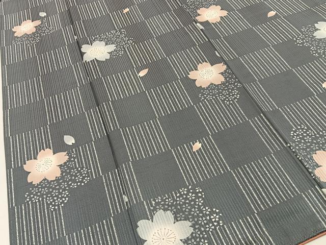 平和屋着物●上質な小紋　舞桜文　正絹　逸品　BAAY3854hj