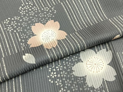 平和屋着物●上質な小紋　舞桜文　正絹　逸品　BAAY3854hj