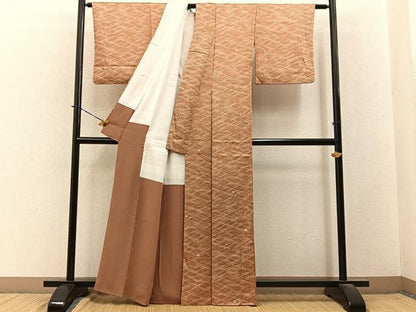 平和屋着物■上質な小紋　絞り　幾何学文様　正絹　逸品　BAAY3863hj