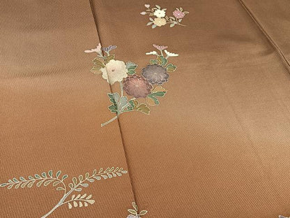 平和屋着物●訪問着　舞花文　暈し染め　銀彩　正絹　逸品　BAAY3865hj