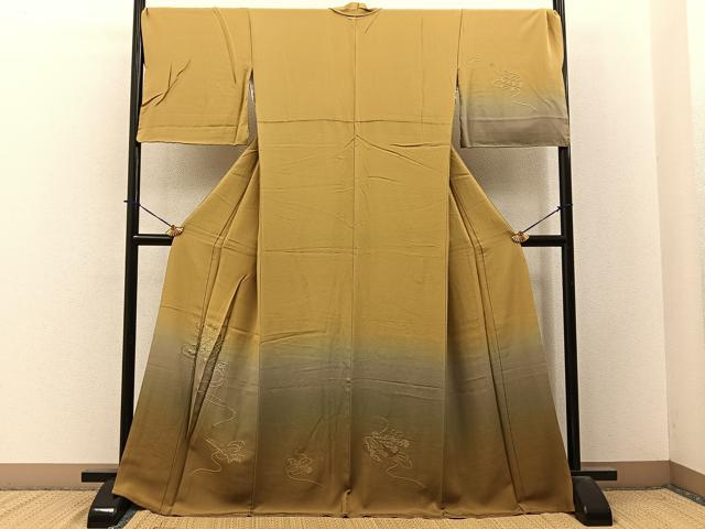 平和屋着物●中国三大刺繍　スワトウ相良刺繍　訪問着　総刺繍　絵巻文　暈し染め　ロング丈　正絹　逸品　BAAY3866hj