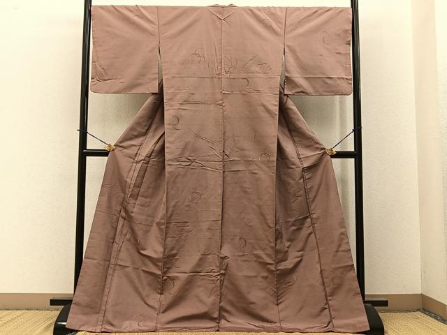 平和屋着物●上質な紬　露芝文　ロング丈　正絹　逸品　BAAY3867hj