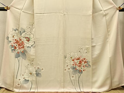 平和屋着物■訪問着　駒刺繍　草花文　金彩　正絹　逸品　BAAY3873hj