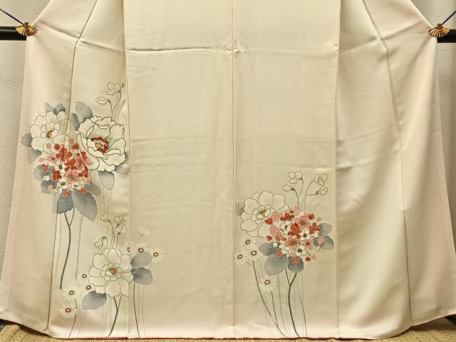 平和屋着物■訪問着　駒刺繍　草花文　金彩　正絹　逸品　BAAY3873hj