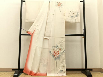 平和屋着物■訪問着　駒刺繍　草花文　金彩　正絹　逸品　BAAY3873hj