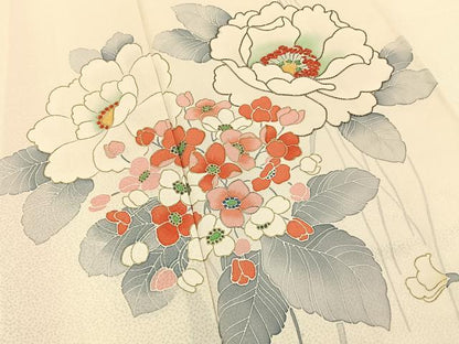 平和屋着物■訪問着　駒刺繍　草花文　金彩　正絹　逸品　BAAY3873hj