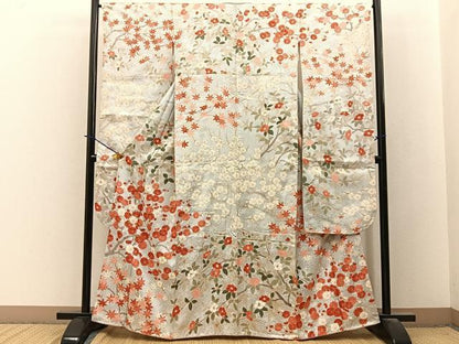 平和屋着物■豪華振袖　駒刺繍　梅　椿　楓　金彩　西武百貨店扱い　正絹　逸品　BAAY3874hj