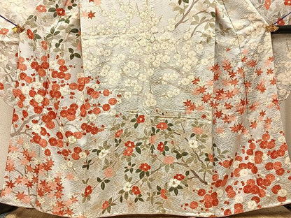 平和屋着物■豪華振袖　駒刺繍　梅　椿　楓　金彩　西武百貨店扱い　正絹　逸品　BAAY3874hj