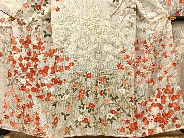平和屋着物■豪華振袖　駒刺繍　梅　椿　楓　金彩　西武百貨店扱い　正絹　逸品　BAAY3874hj
