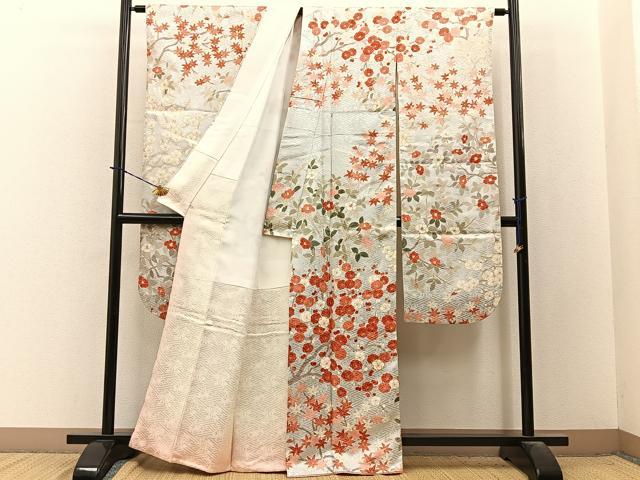 平和屋着物■豪華振袖　駒刺繍　梅　椿　楓　金彩　西武百貨店扱い　正絹　逸品　BAAY3874hj