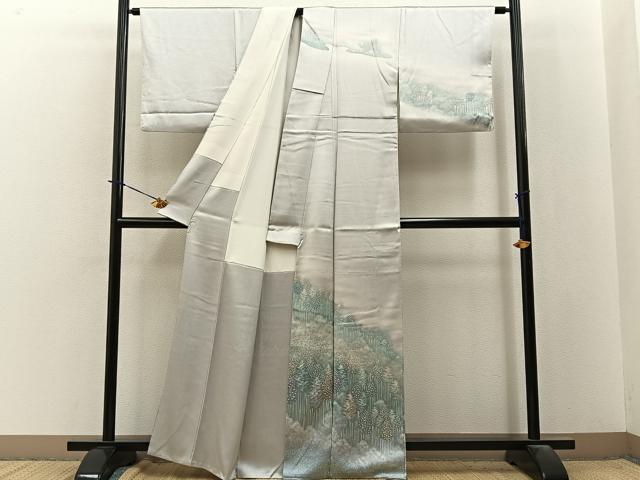 平和屋着物■訪問着　樹林文　暈し染め　正絹　逸品　BAAY3876hj