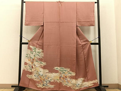 平和屋着物■豪華色留袖　駒刺繍　松竹梅　流水籬菊文　銀彩　正絹　逸品　BAAY3878hj