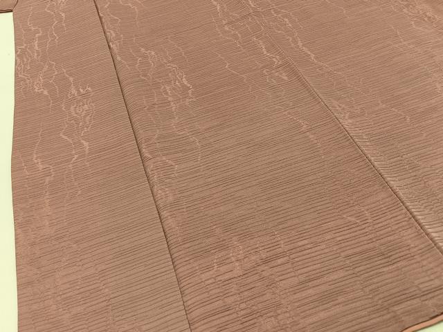 平和屋着物■上質な色無地　霞地紋　退紅色　正絹　逸品　BAAY3879hj