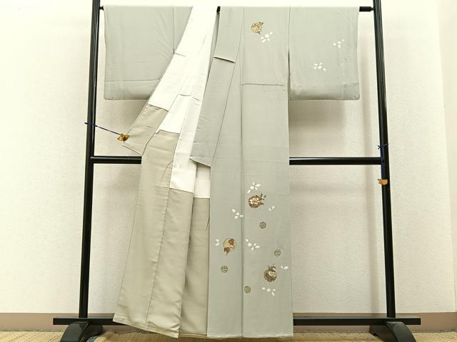 平和屋着物●訪問着　絞り　刺繍　雪輪草花文　金彩　正絹　逸品　BAAY3880hj