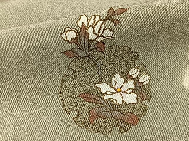 平和屋着物●訪問着　絞り　刺繍　雪輪草花文　金彩　正絹　逸品　BAAY3880hj