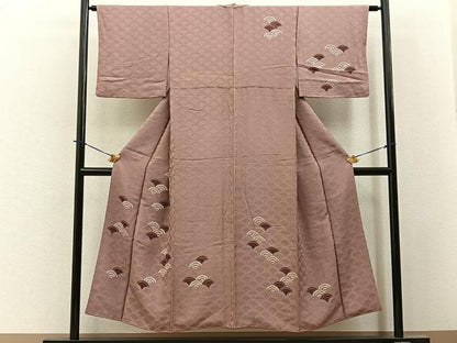 平和屋着物●訪問着　絞り　地紋起こし　青海波　正絹　逸品　BAAY3882hj