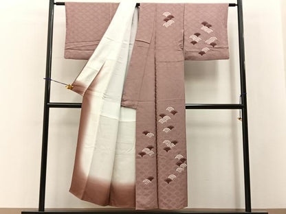 平和屋着物●訪問着　絞り　地紋起こし　青海波　正絹　逸品　BAAY3882hj