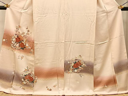 平和屋着物■訪問着　花籠文　暈し染め　金彩　ロング丈　正絹　逸品　BAAY3887hj