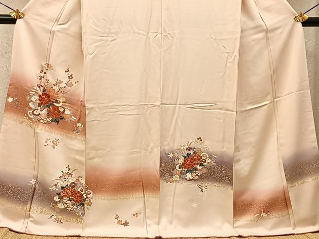 平和屋着物■訪問着　花籠文　暈し染め　金彩　ロング丈　正絹　逸品　BAAY3887hj