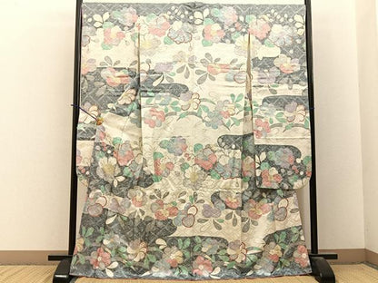 平和屋着物■豪華振袖　エ霞花文　金銀彩　正絹　逸品　BAAY3891hj
