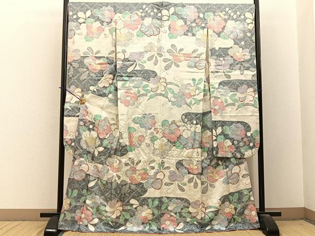 平和屋着物■豪華振袖　エ霞花文　金銀彩　正絹　逸品　BAAY3891hj