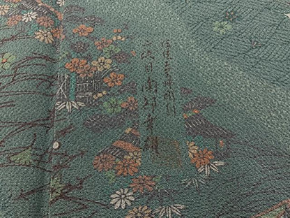 平和屋着物●人間国宝・南部芳松の息子 伝統工芸伝承者彫刻・南部幸雄　型染　小紋　御所解文　鬼しぼ縮緬　正絹　逸品　BAAY3894hj