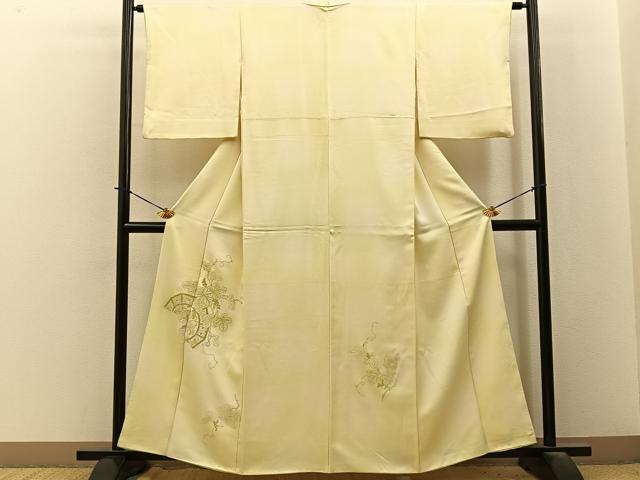 平和屋着物■中国三大刺繍　総相良刺繍　訪問着　葡萄蔦の葉文　暈し染め　金糸　正絹　逸品　BAAY3895hj
