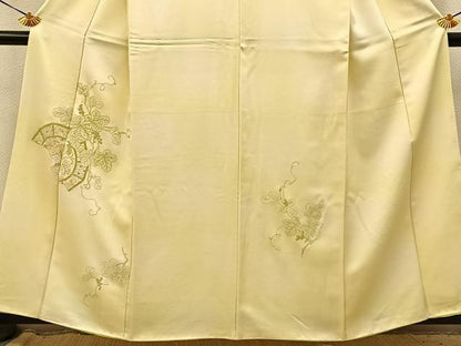 平和屋着物■中国三大刺繍　総相良刺繍　訪問着　葡萄蔦の葉文　暈し染め　金糸　正絹　逸品　BAAY3895hj