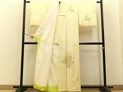平和屋着物■中国三大刺繍　総相良刺繍　訪問着　葡萄蔦の葉文　暈し染め　金糸　正絹　逸品　BAAY3895hj